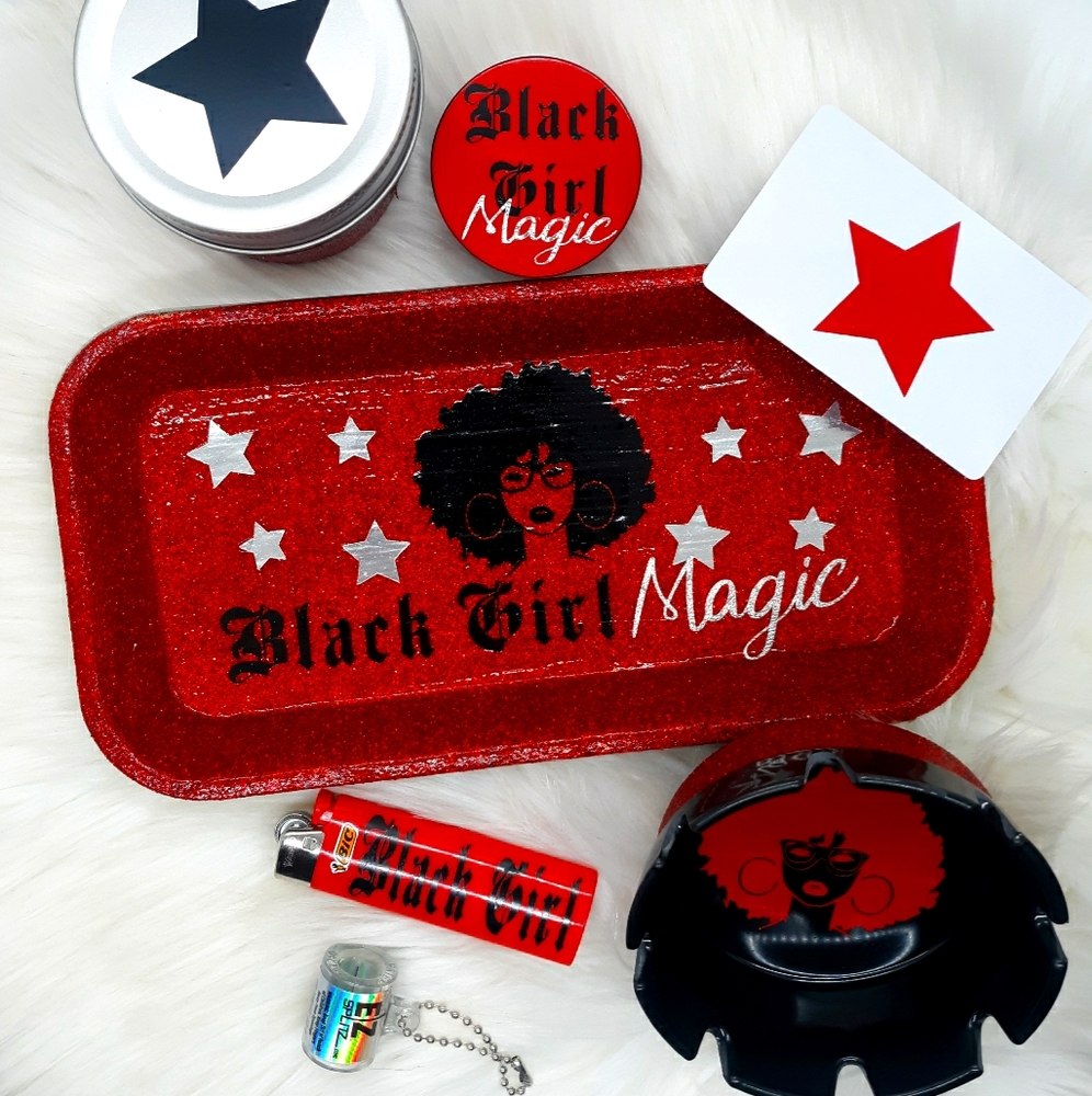 Red & Black "Black Girl Magic" 7pc Stoner Set